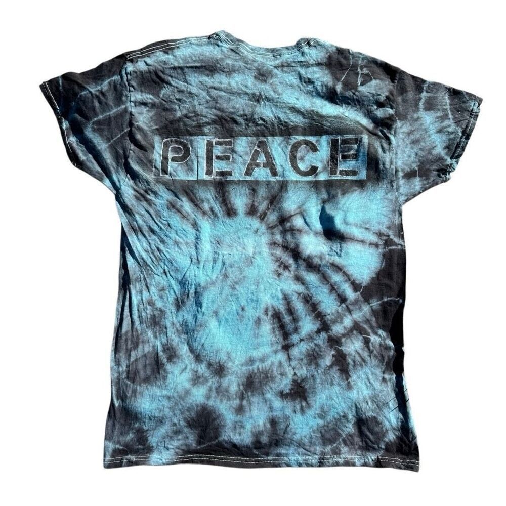 Tie-Dye Stenciled “Peace” Protest T-Shirt Unisex L